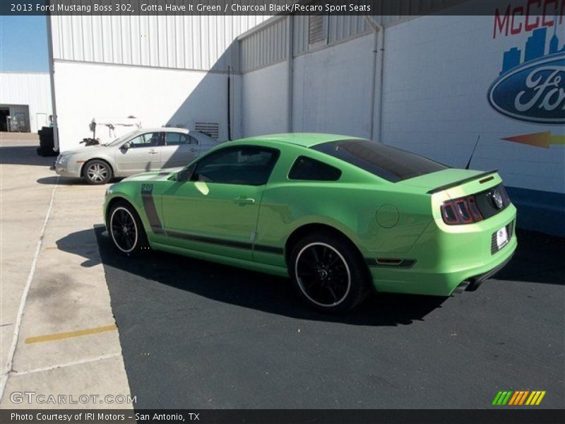 Gotta Have It Green / Charcoal Black/Recaro Sport Seats 2013 Ford Mustang Boss 302