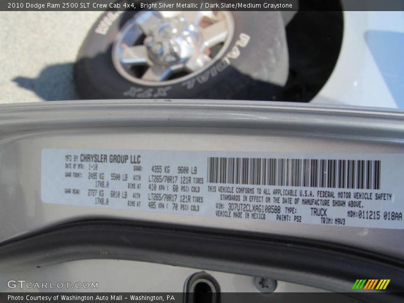 Bright Silver Metallic / Dark Slate/Medium Graystone 2010 Dodge Ram 2500 SLT Crew Cab 4x4