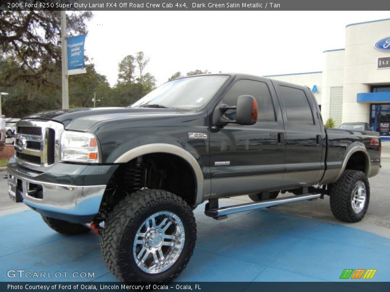 Dark Green Satin Metallic / Tan 2006 Ford F250 Super Duty Lariat FX4 Off Road Crew Cab 4x4