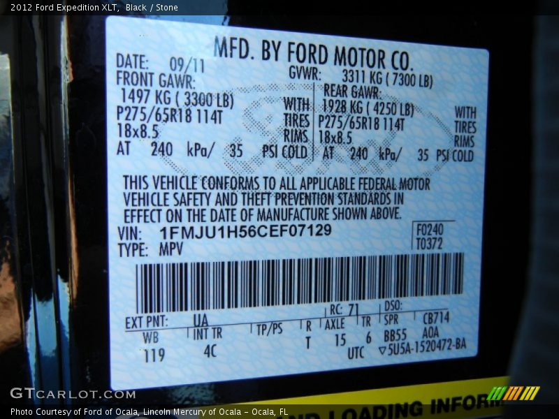 Black / Stone 2012 Ford Expedition XLT