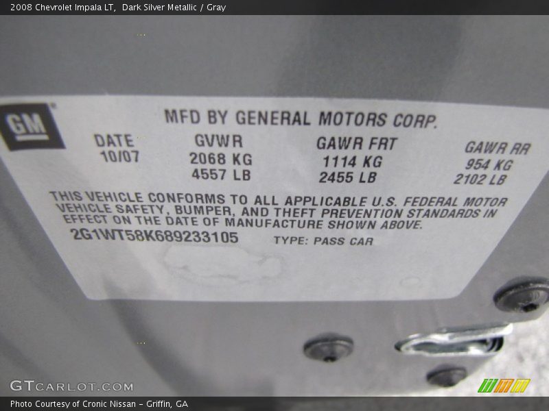 Dark Silver Metallic / Gray 2008 Chevrolet Impala LT