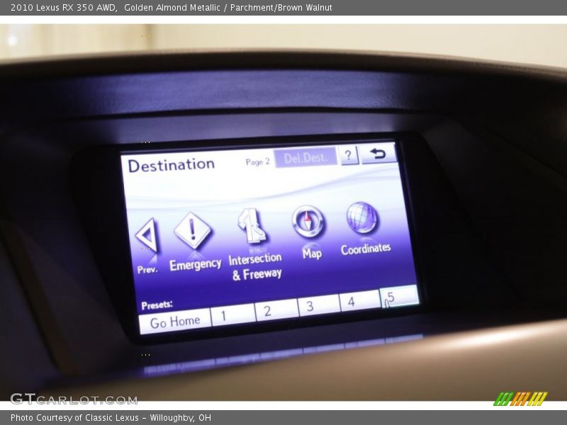 Golden Almond Metallic / Parchment/Brown Walnut 2010 Lexus RX 350 AWD