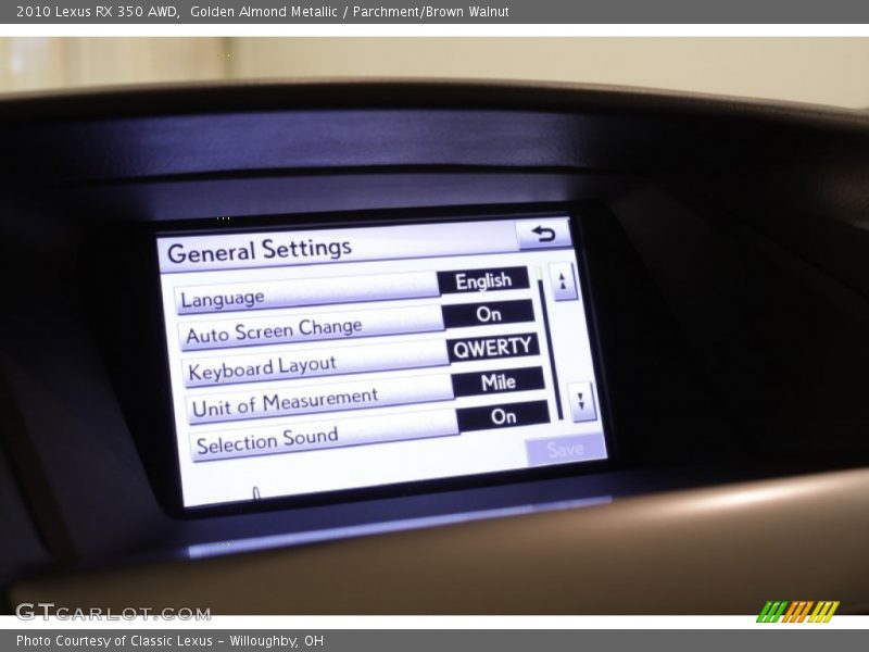 Golden Almond Metallic / Parchment/Brown Walnut 2010 Lexus RX 350 AWD