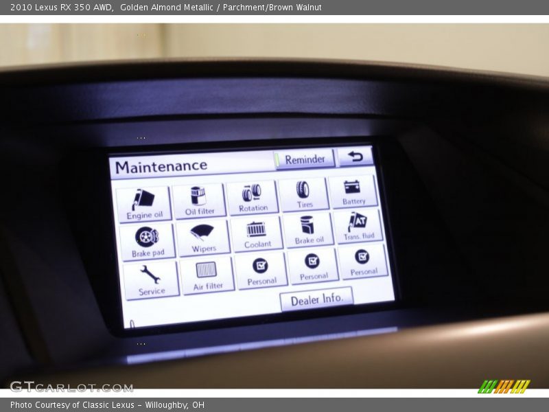 Golden Almond Metallic / Parchment/Brown Walnut 2010 Lexus RX 350 AWD
