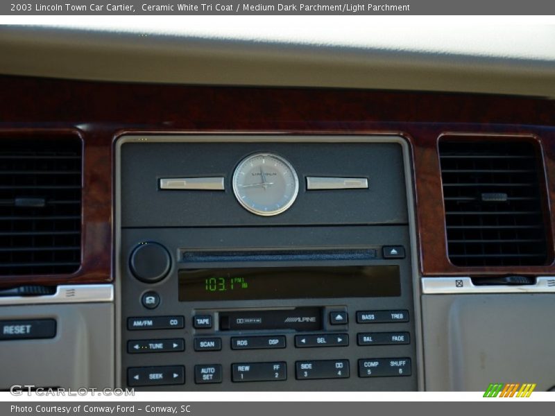 Ceramic White Tri Coat / Medium Dark Parchment/Light Parchment 2003 Lincoln Town Car Cartier