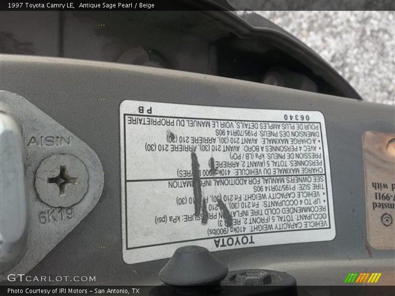 Antique Sage Pearl / Beige 1997 Toyota Camry LE
