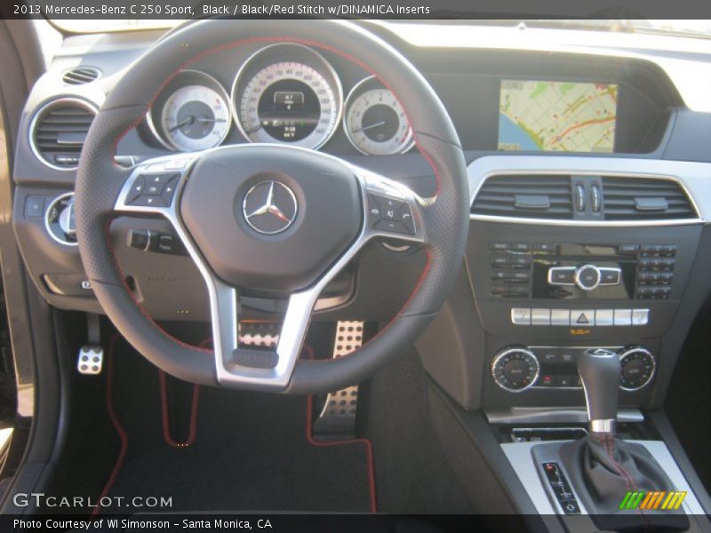 Black / Black/Red Stitch w/DINAMICA Inserts 2013 Mercedes-Benz C 250 Sport