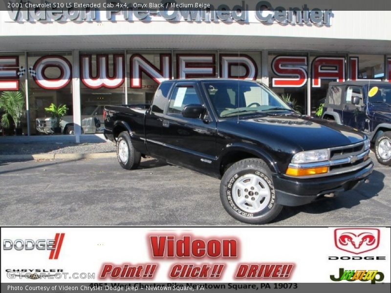 Onyx Black / Medium Beige 2001 Chevrolet S10 LS Extended Cab 4x4