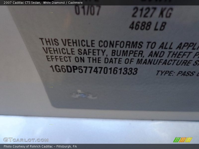 White Diamond / Cashmere 2007 Cadillac CTS Sedan