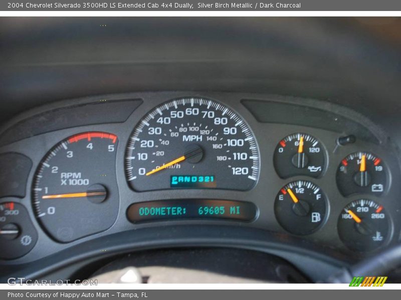 Silver Birch Metallic / Dark Charcoal 2004 Chevrolet Silverado 3500HD LS Extended Cab 4x4 Dually