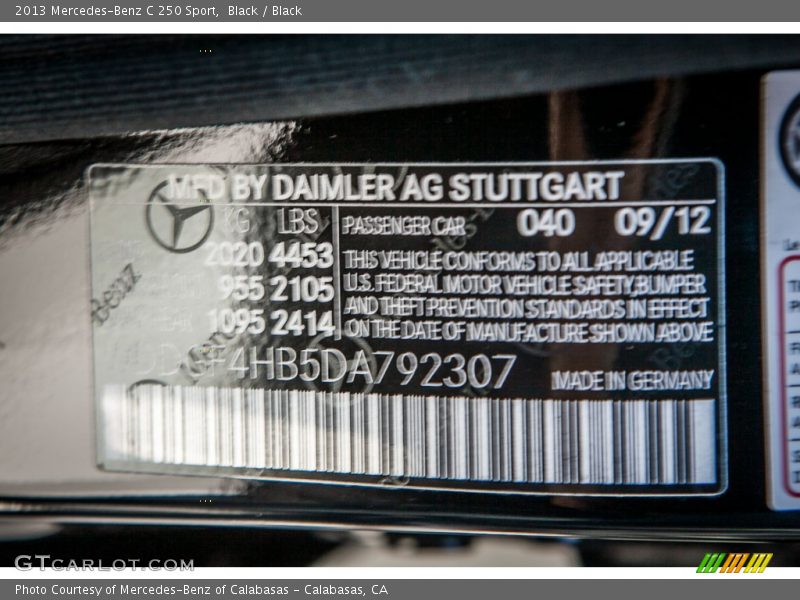 Black / Black 2013 Mercedes-Benz C 250 Sport