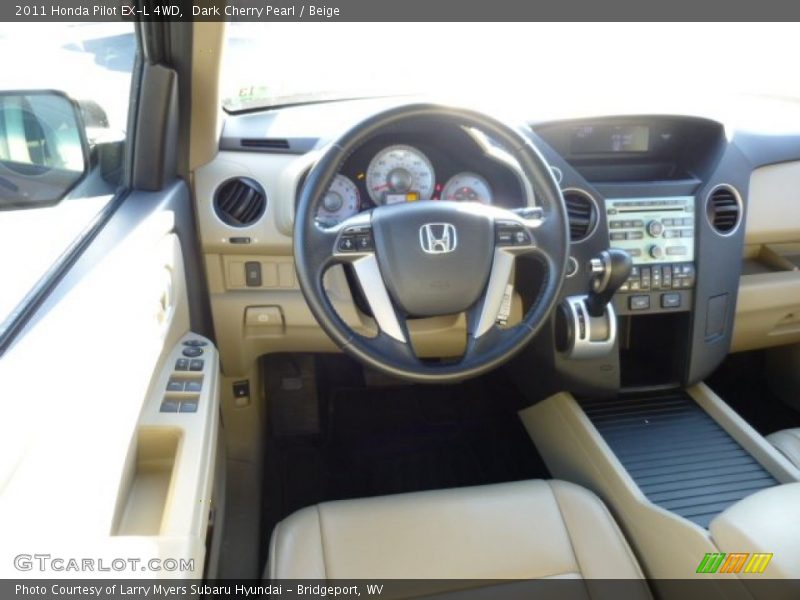 Dark Cherry Pearl / Beige 2011 Honda Pilot EX-L 4WD