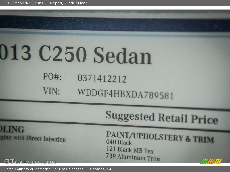 Black / Black 2013 Mercedes-Benz C 250 Sport