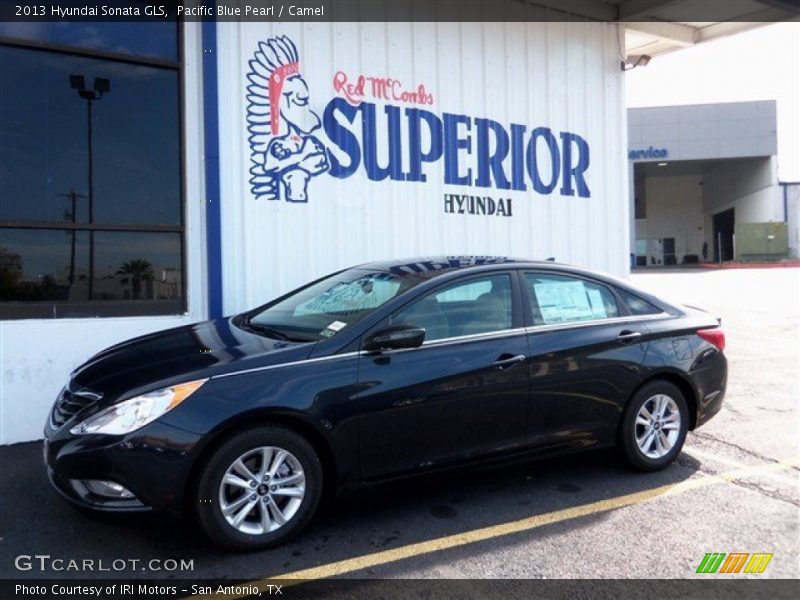 Pacific Blue Pearl / Camel 2013 Hyundai Sonata GLS