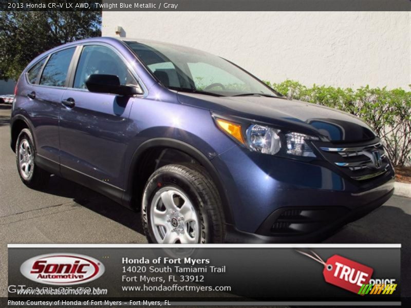 Twilight Blue Metallic / Gray 2013 Honda CR-V LX AWD