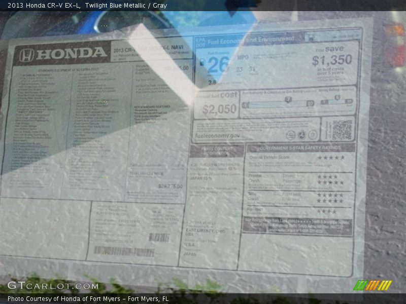 Twilight Blue Metallic / Gray 2013 Honda CR-V EX-L
