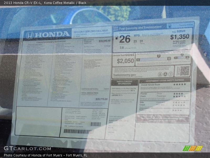 Kona Coffee Metallic / Black 2013 Honda CR-V EX-L
