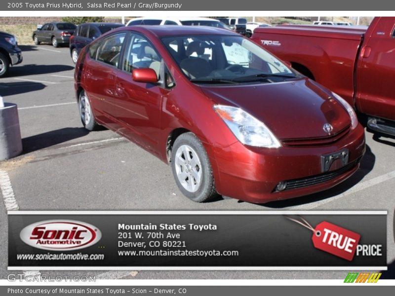 Salsa Red Pearl / Gray/Burgundy 2005 Toyota Prius Hybrid