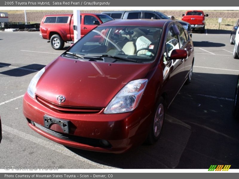 Salsa Red Pearl / Gray/Burgundy 2005 Toyota Prius Hybrid