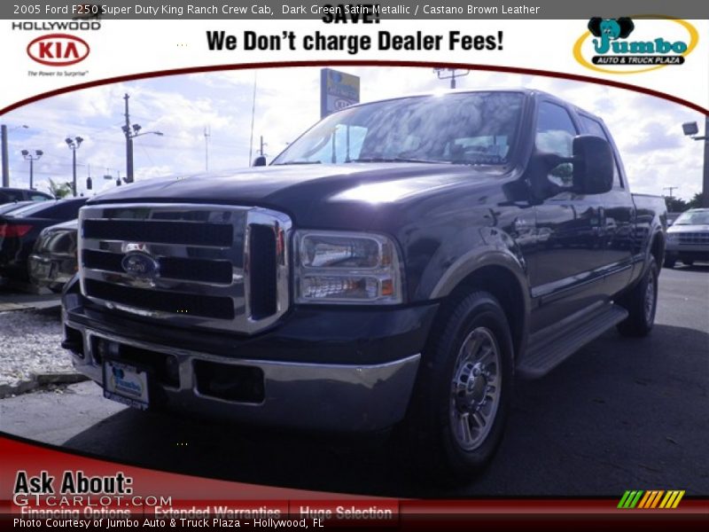 Dark Green Satin Metallic / Castano Brown Leather 2005 Ford F250 Super Duty King Ranch Crew Cab