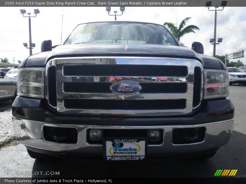 Dark Green Satin Metallic / Castano Brown Leather 2005 Ford F250 Super Duty King Ranch Crew Cab