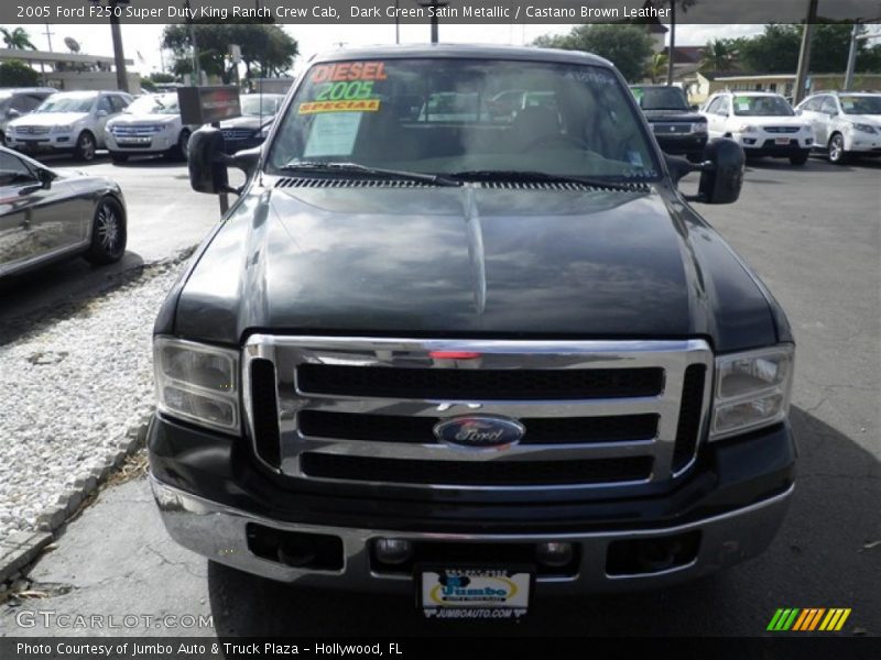 Dark Green Satin Metallic / Castano Brown Leather 2005 Ford F250 Super Duty King Ranch Crew Cab
