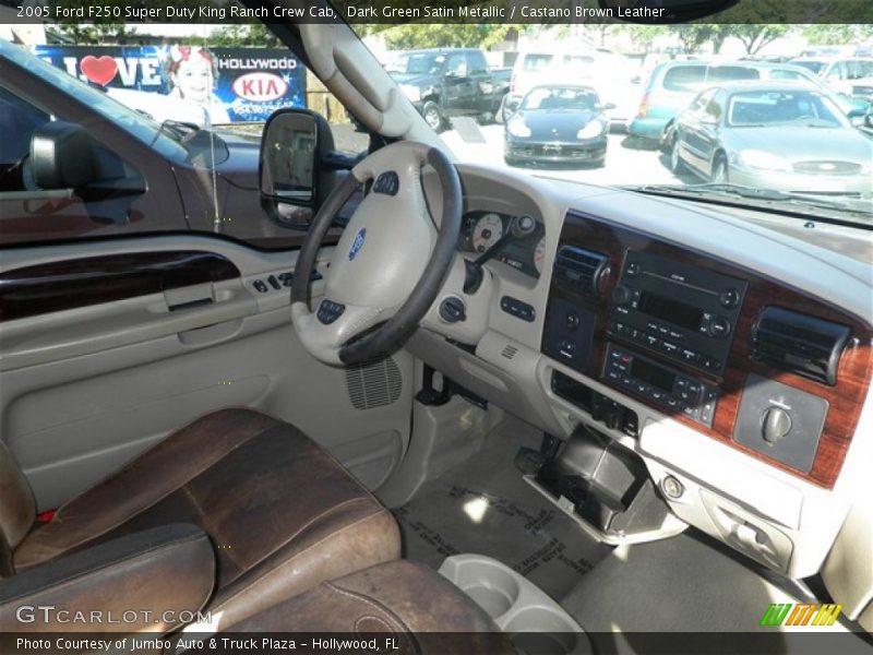 Dark Green Satin Metallic / Castano Brown Leather 2005 Ford F250 Super Duty King Ranch Crew Cab