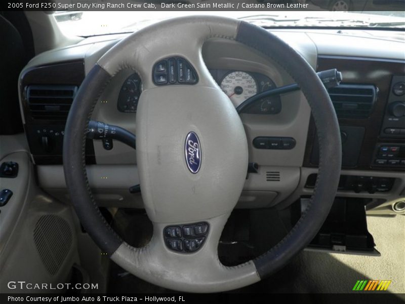 Dark Green Satin Metallic / Castano Brown Leather 2005 Ford F250 Super Duty King Ranch Crew Cab