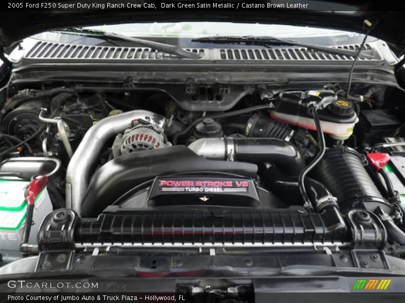 Dark Green Satin Metallic / Castano Brown Leather 2005 Ford F250 Super Duty King Ranch Crew Cab