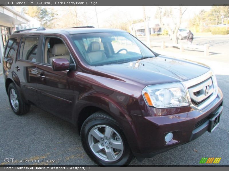 Dark Cherry Pearl / Beige 2011 Honda Pilot EX-L 4WD