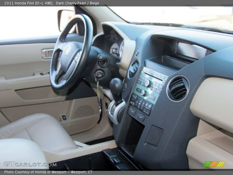 Dark Cherry Pearl / Beige 2011 Honda Pilot EX-L 4WD