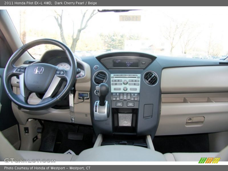 Dark Cherry Pearl / Beige 2011 Honda Pilot EX-L 4WD