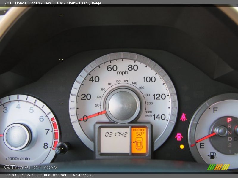 Dark Cherry Pearl / Beige 2011 Honda Pilot EX-L 4WD