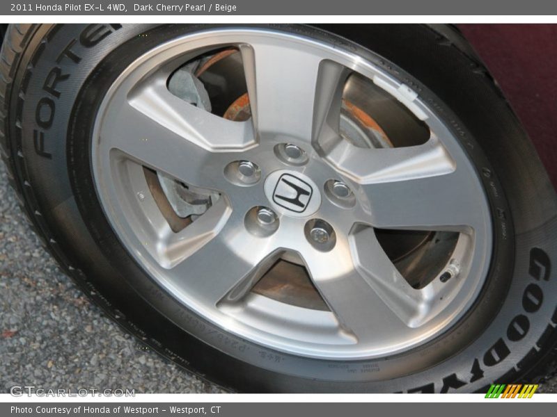 Dark Cherry Pearl / Beige 2011 Honda Pilot EX-L 4WD