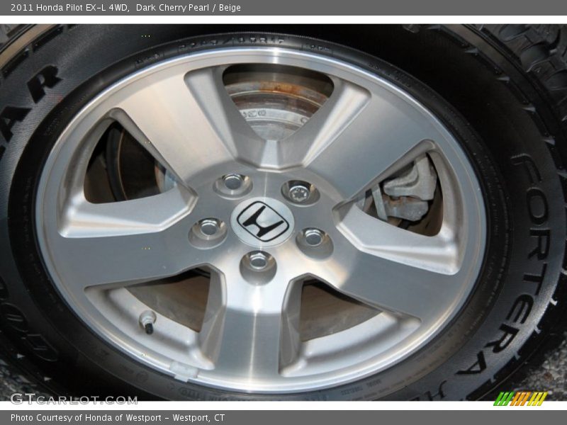 Dark Cherry Pearl / Beige 2011 Honda Pilot EX-L 4WD