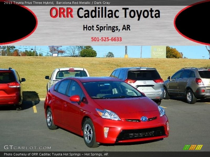 Barcelona Red Metallic / Dark Gray 2013 Toyota Prius Three Hybrid