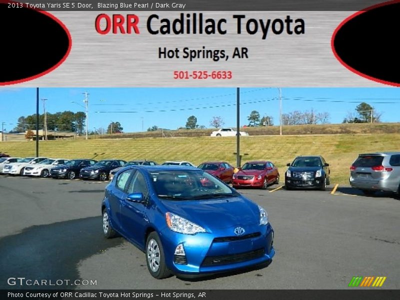 Blazing Blue Pearl / Dark Gray 2013 Toyota Yaris SE 5 Door