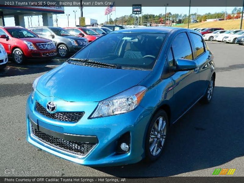 Blazing Blue Pearl / Dark Gray 2013 Toyota Yaris SE 5 Door