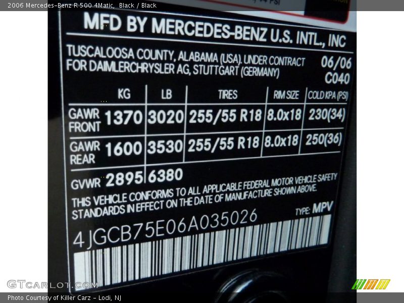 Black / Black 2006 Mercedes-Benz R 500 4Matic