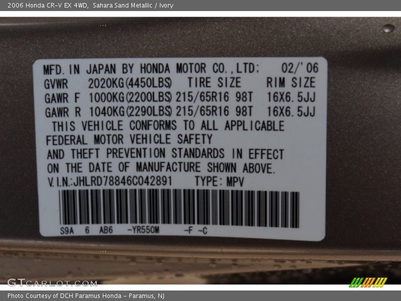 Sahara Sand Metallic / Ivory 2006 Honda CR-V EX 4WD
