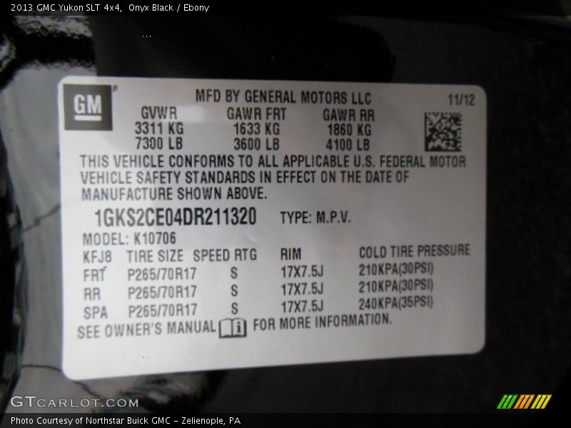 Onyx Black / Ebony 2013 GMC Yukon SLT 4x4
