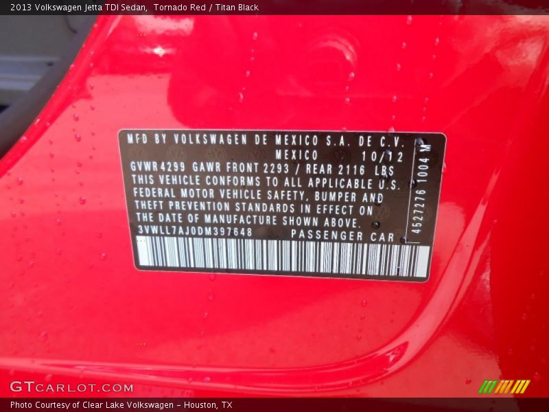 Tornado Red / Titan Black 2013 Volkswagen Jetta TDI Sedan