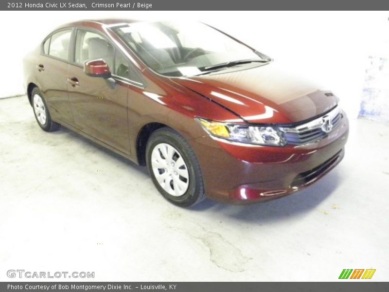 Crimson Pearl / Beige 2012 Honda Civic LX Sedan
