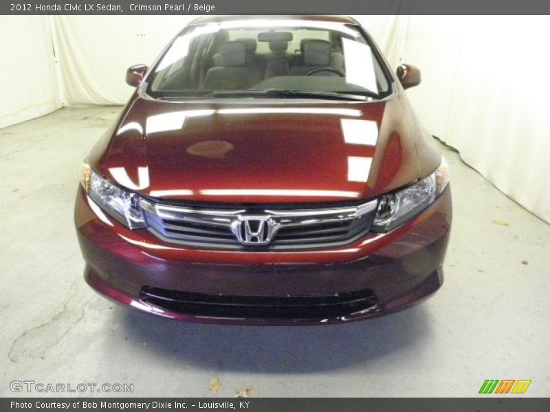 Crimson Pearl / Beige 2012 Honda Civic LX Sedan