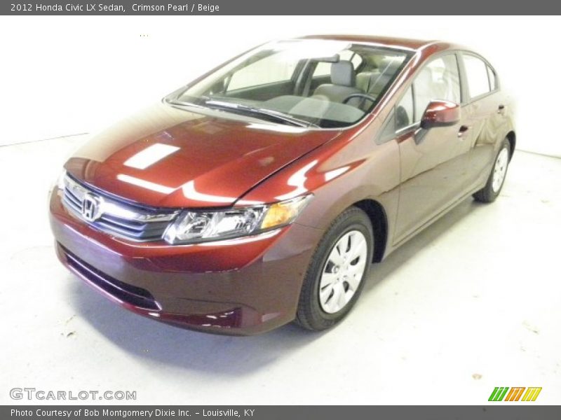 Crimson Pearl / Beige 2012 Honda Civic LX Sedan