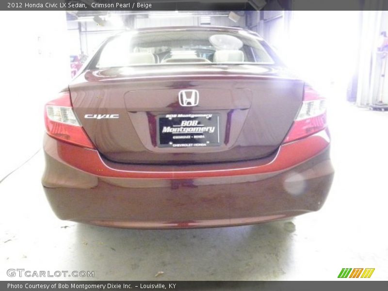 Crimson Pearl / Beige 2012 Honda Civic LX Sedan