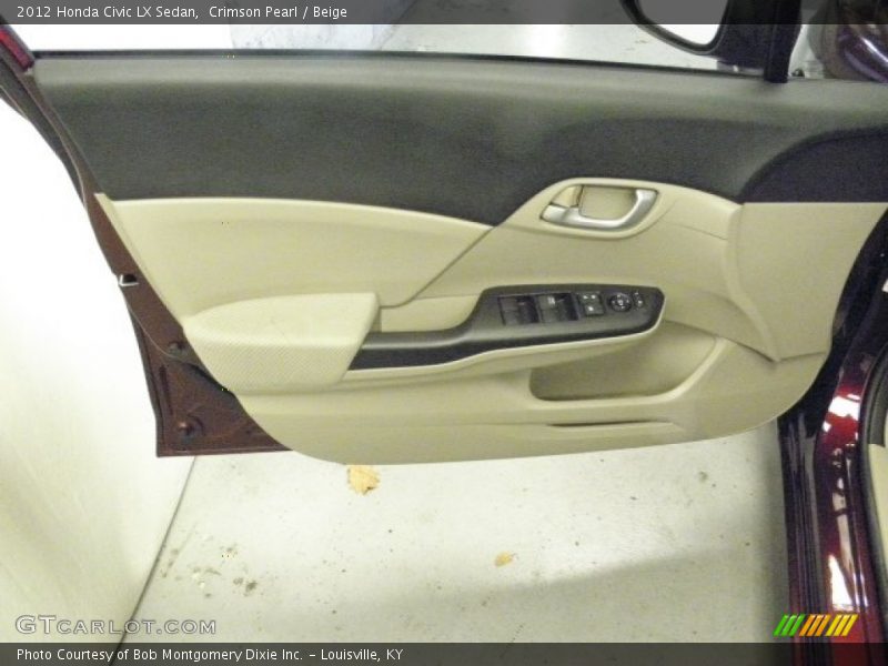Crimson Pearl / Beige 2012 Honda Civic LX Sedan