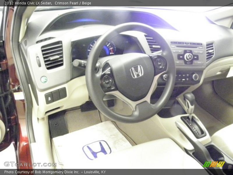 Crimson Pearl / Beige 2012 Honda Civic LX Sedan