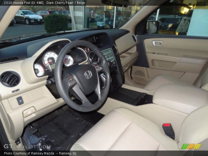 Dark Cherry Pearl / Beige 2010 Honda Pilot EX 4WD
