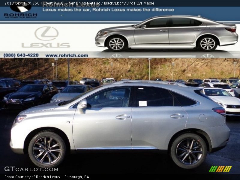Silver Lining Metallic / Black/Ebony Birds Eye Maple 2013 Lexus RX 350 F Sport AWD